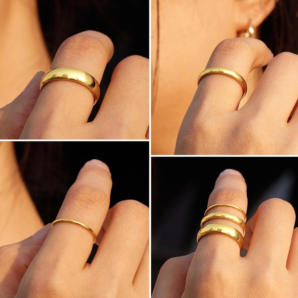 Versatile Stackable Gold Rings - 14k Plated Weddi… - image 6